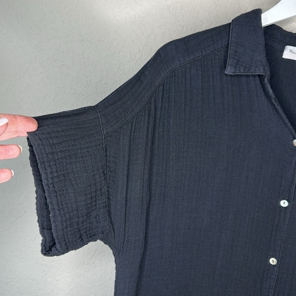 Michael Stars Allen Gauze Black Maxi Button Down Shirt Dress Size Medium - Picture 6 of 13